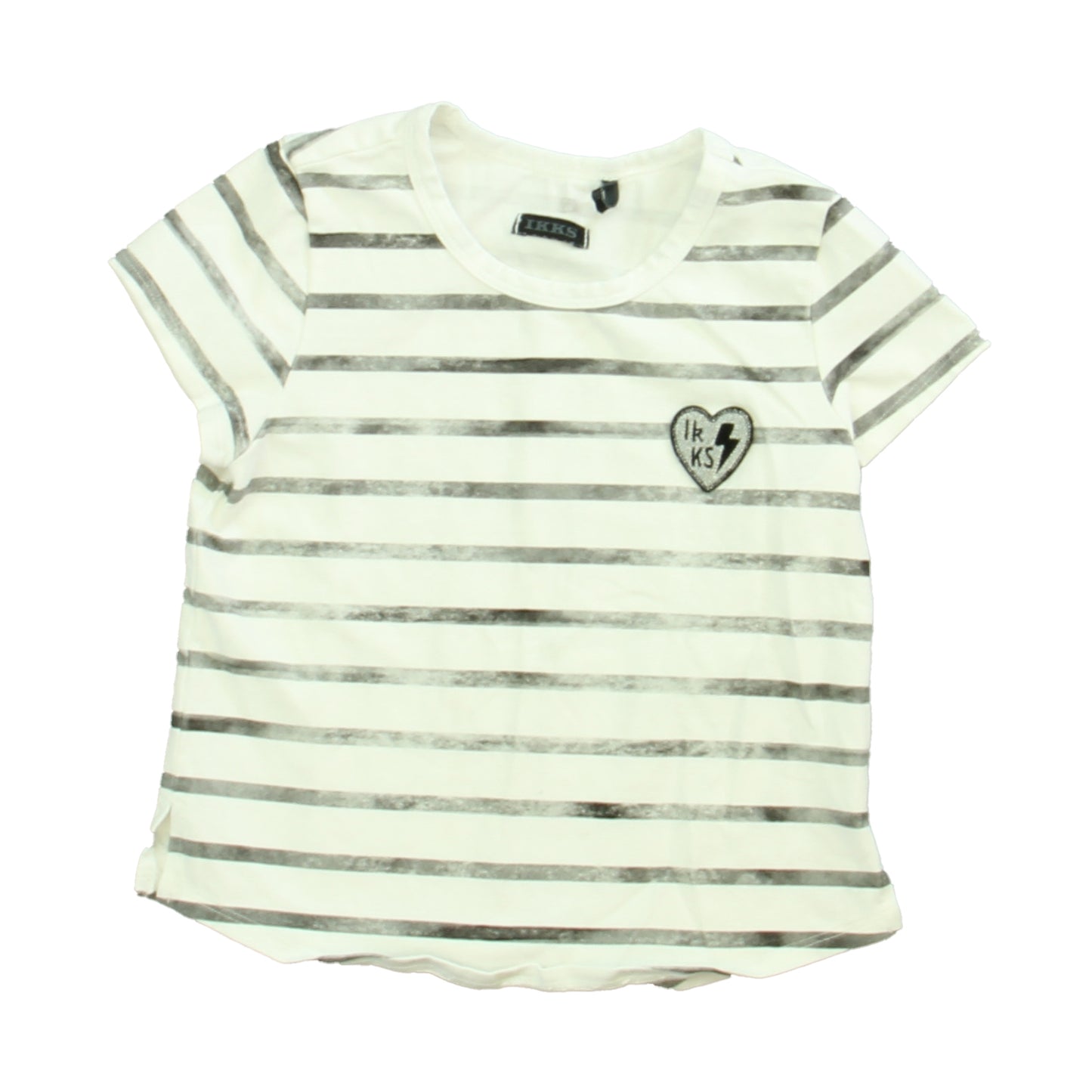 IKKS Girls White | Black Stripe T-Shirt Size: 3T White | Black Stripe