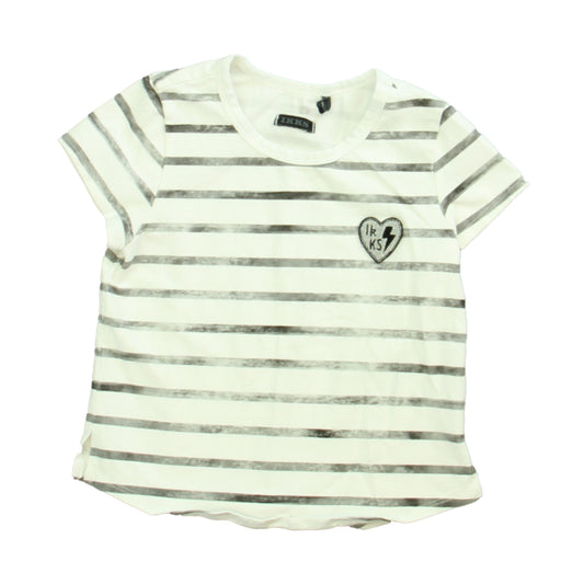 IKKS Girls White | Black Stripe T-Shirt Size: 3T White | Black Stripe