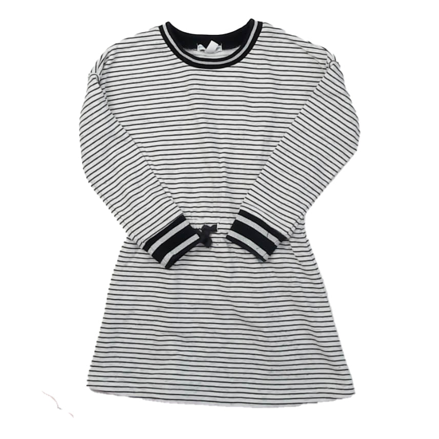 Rockets Of Awesome Girls White | Black Stripe Dress Size: 5 years White | Black Stripe