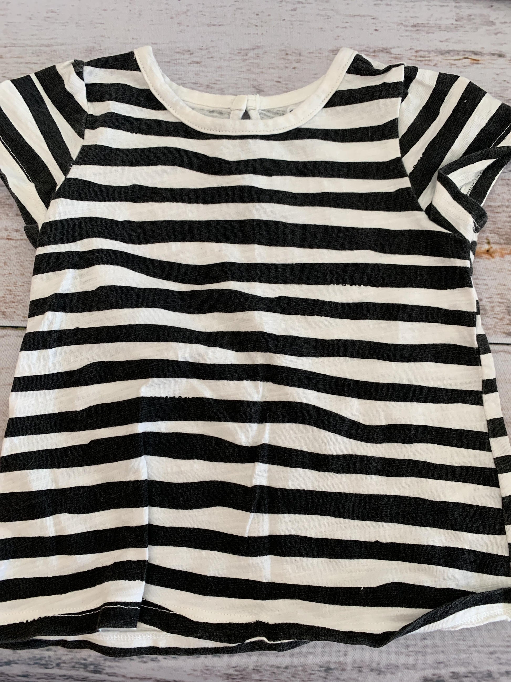 Little Starters Girls White | Black | Stripe T-Shirt Size: 18-24 months White | Black | Stripe