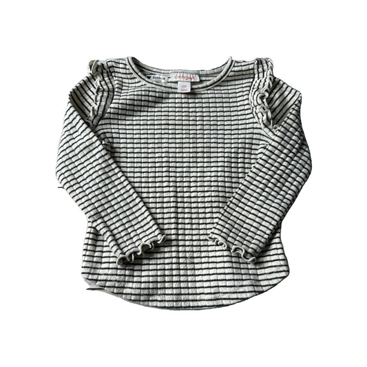 Cat & Jack Girls White | Black | Stripe Long Sleeve Shirt Size: 18 months White | Black | Stripe