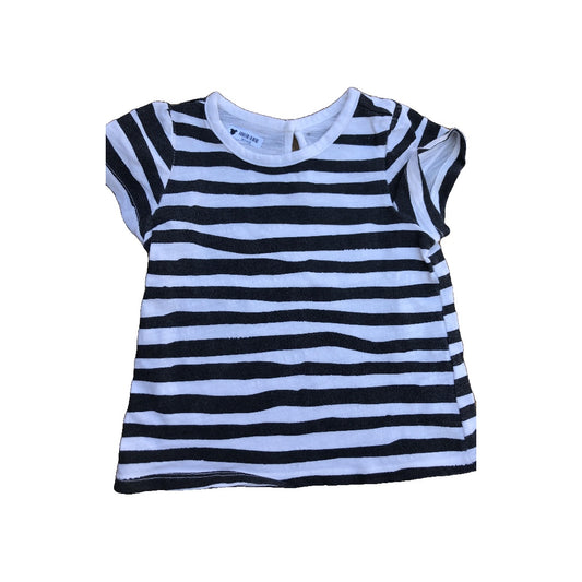 Little Starters Girls White | Black | Striped T-Shirt Size: 12-18 months White | Black | Striped