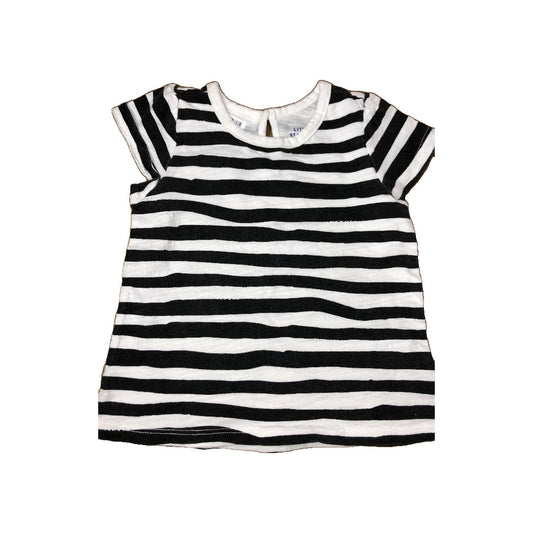 Little Starters Girls White | Black | Striped T-Shirt Size: 12-18 months White | Black | Striped