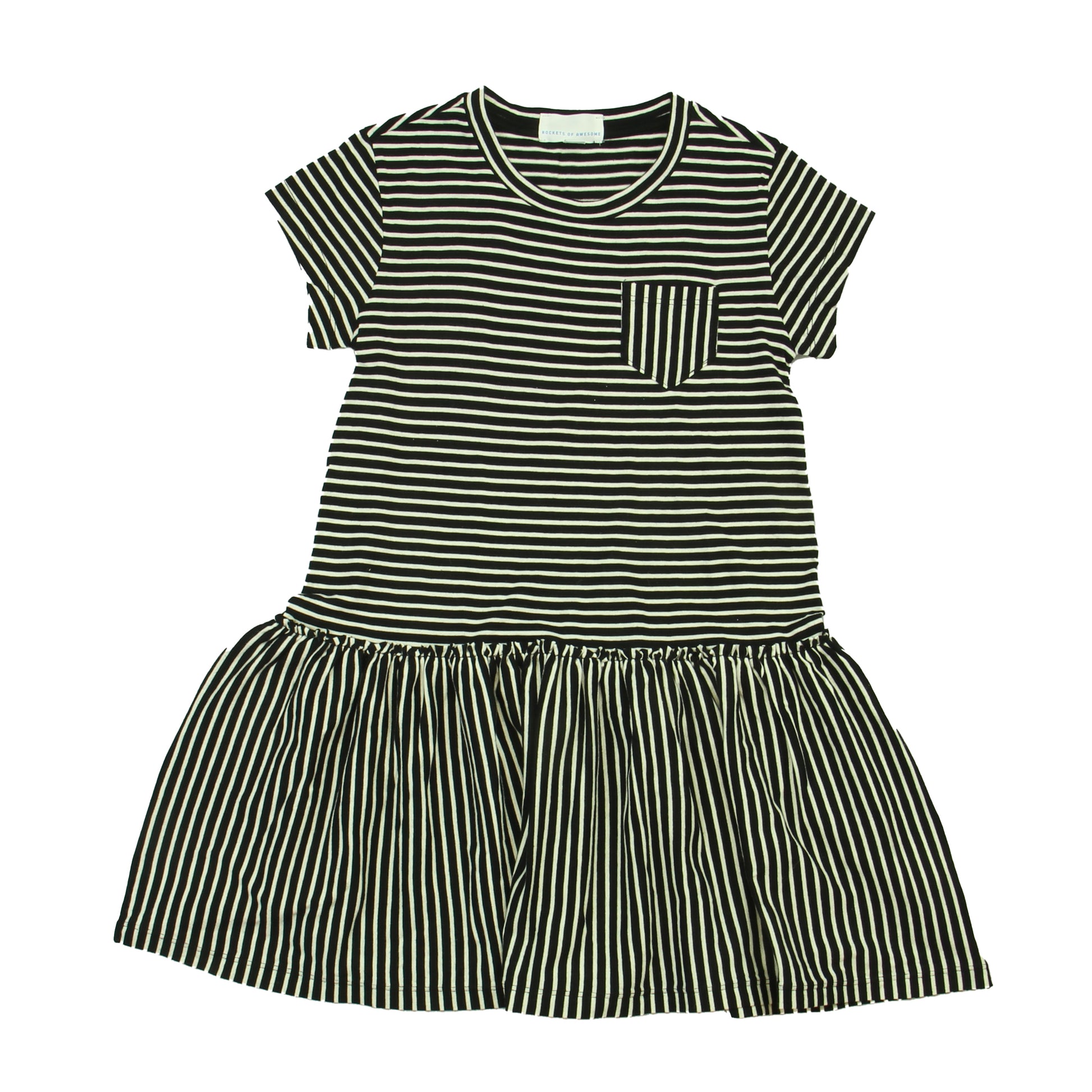 Rockets Of Awesome Girls White | Black |Stripes Dress Size: Little Girl White | Black |Stripes