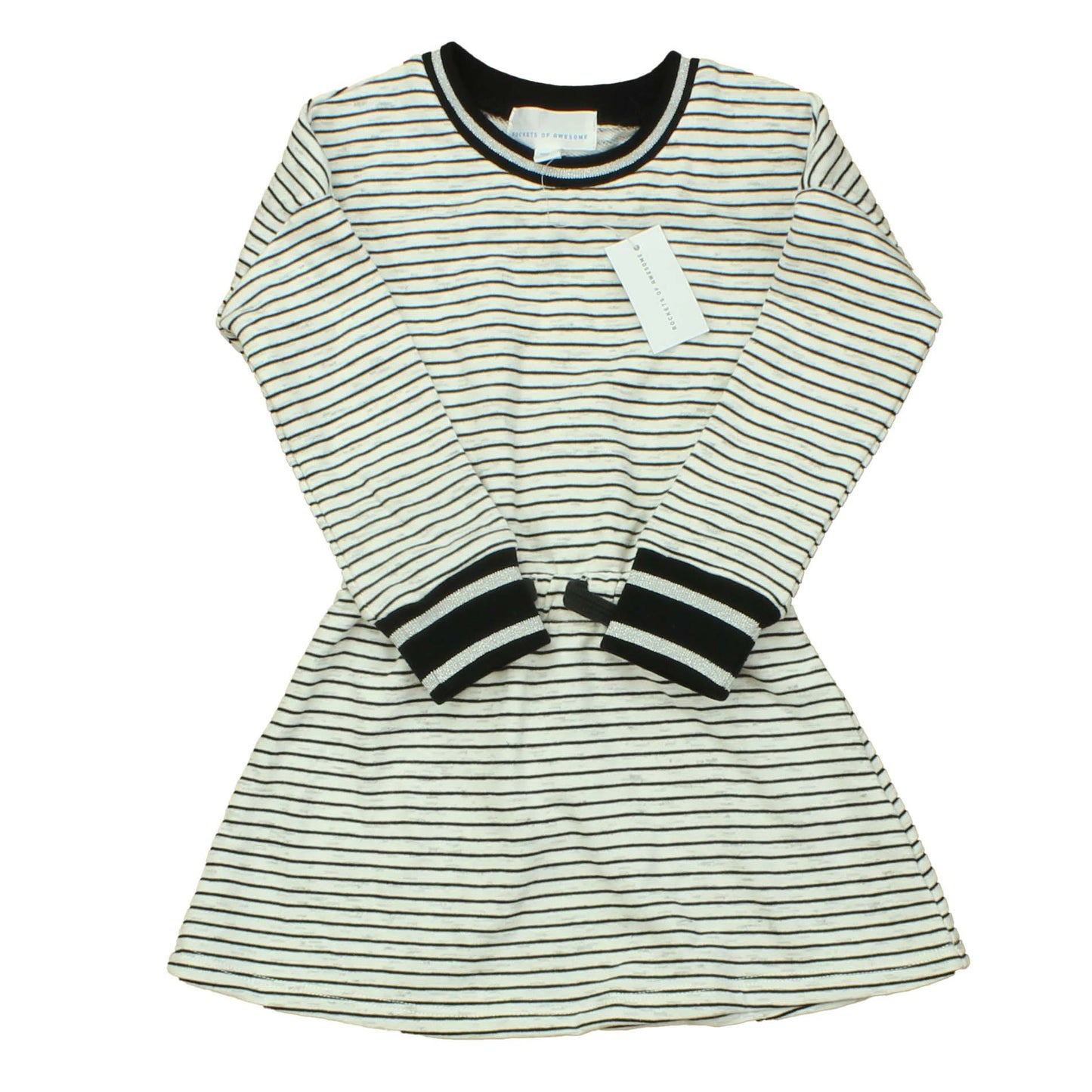 Rockets Of Awesome Girls White | Black | Stripes Dress Size: 2T White | Black | Stripes