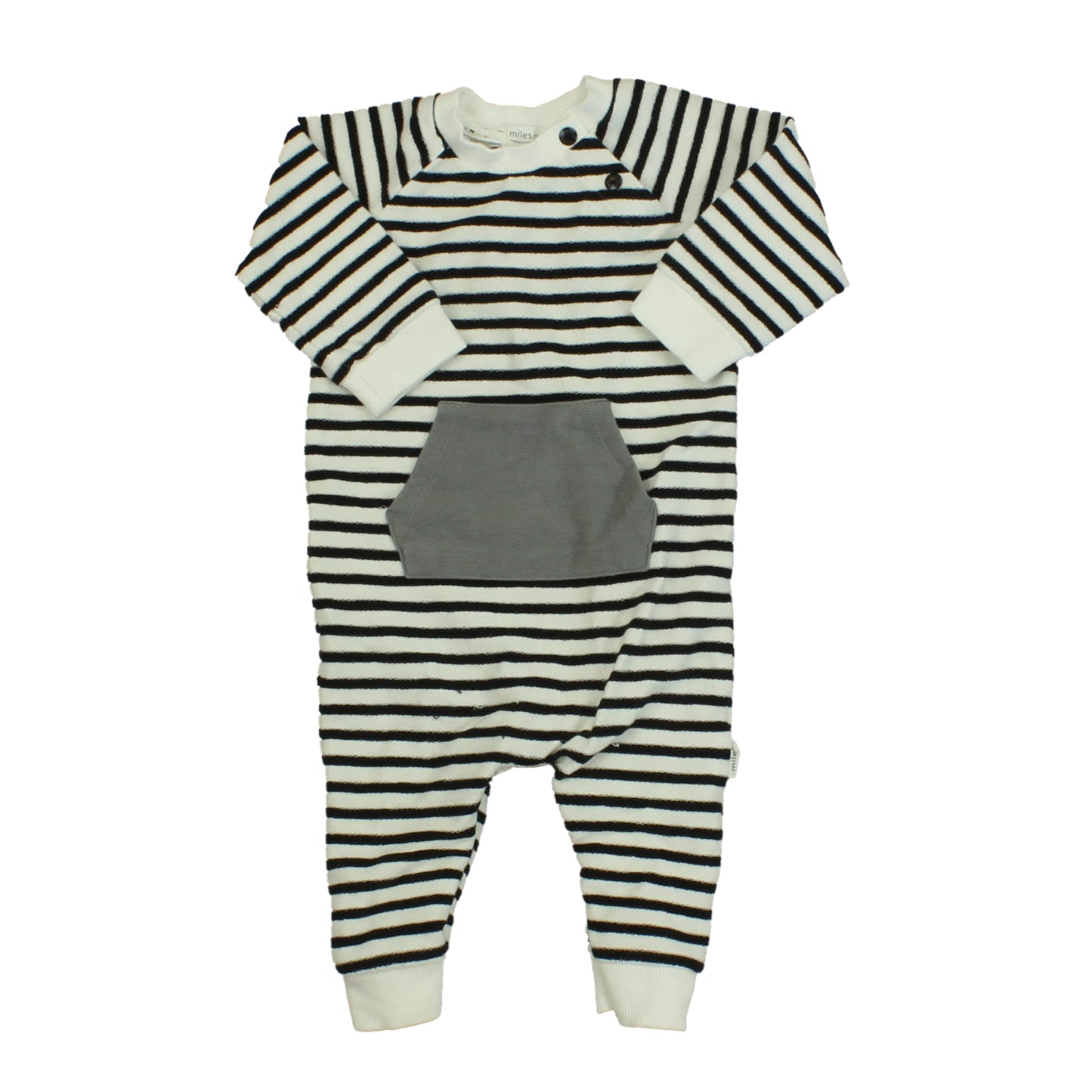Miles Boys White | Black Stripes Long Sleeve Outfit Size: 6 Months White | Black Stripes