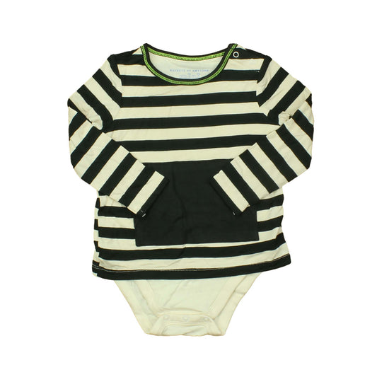 Rockets Of Awesome Boys White | Black | Stripes Onesie Size: 12-18M
