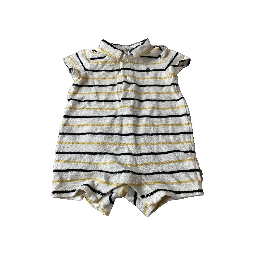 Janie and Jack Boys White | Black | Yellow | Stripe Long Sleeve Outfit Size: 0-3 months White | Black | Yellow | Stripe