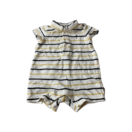 Janie and Jack Boys White | Black | Yellow | Stripe Long Sleeve Outfit Size: 0-3 months White | Black | Yellow | Stripe