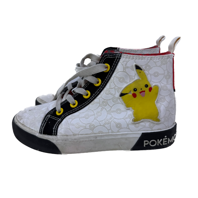 Pokemon Unisex White | Black | Yellow Sneakers Size: Youth 1 White | Black | Yellow