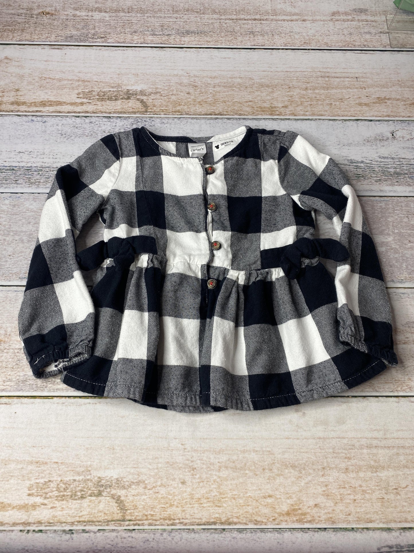 Carters Girls White | Black Long Sleeve T-Shirt Size: 24 months White | Black