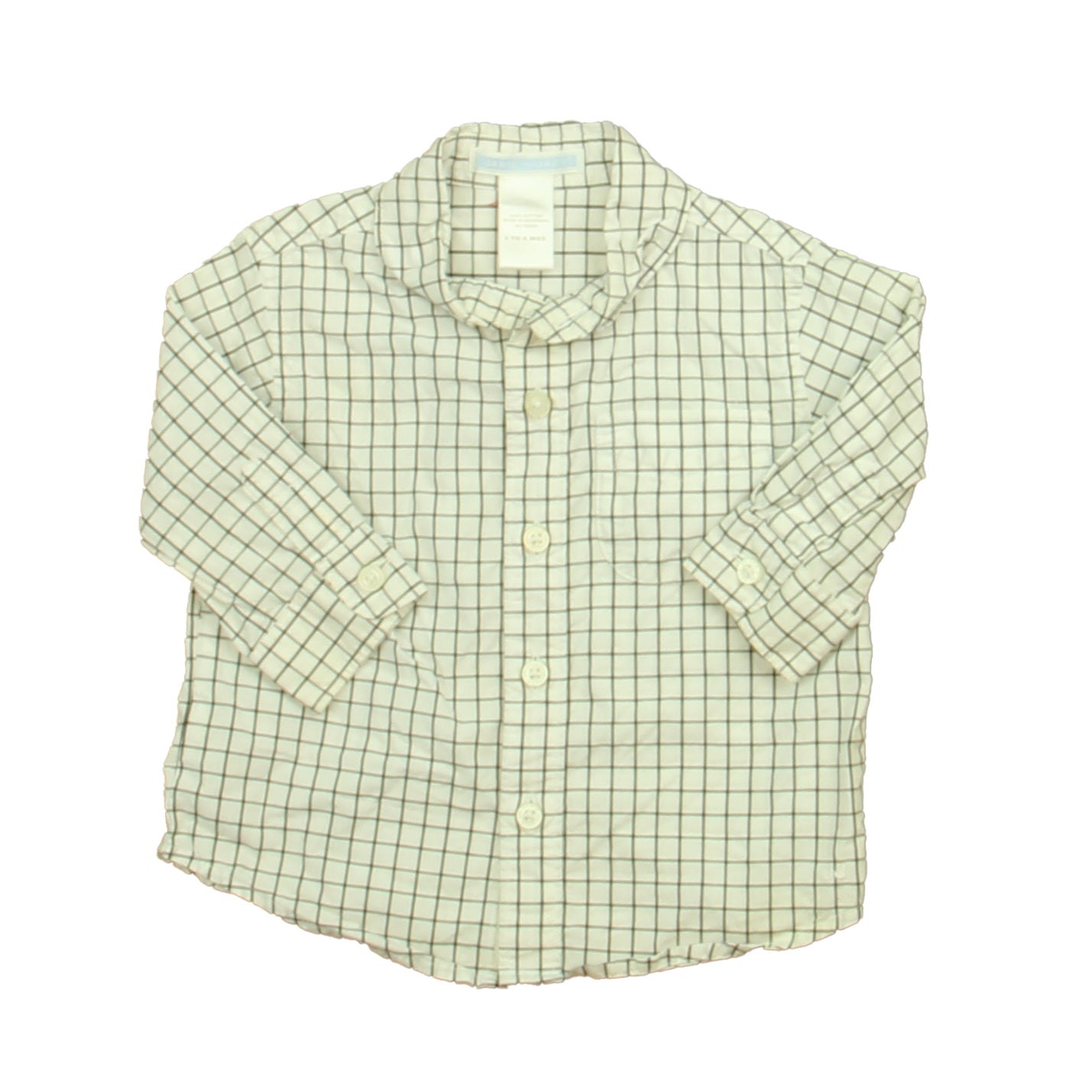 Janie and Jack Boys White | Black Button Down Long Sleeve Size: 3-6 Months White | Black