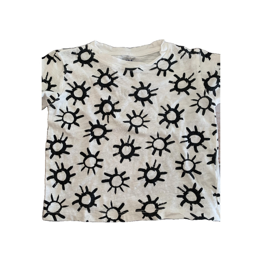 Little Starters Boys White | Black T-Shirt Size: 6-12 months White | Black