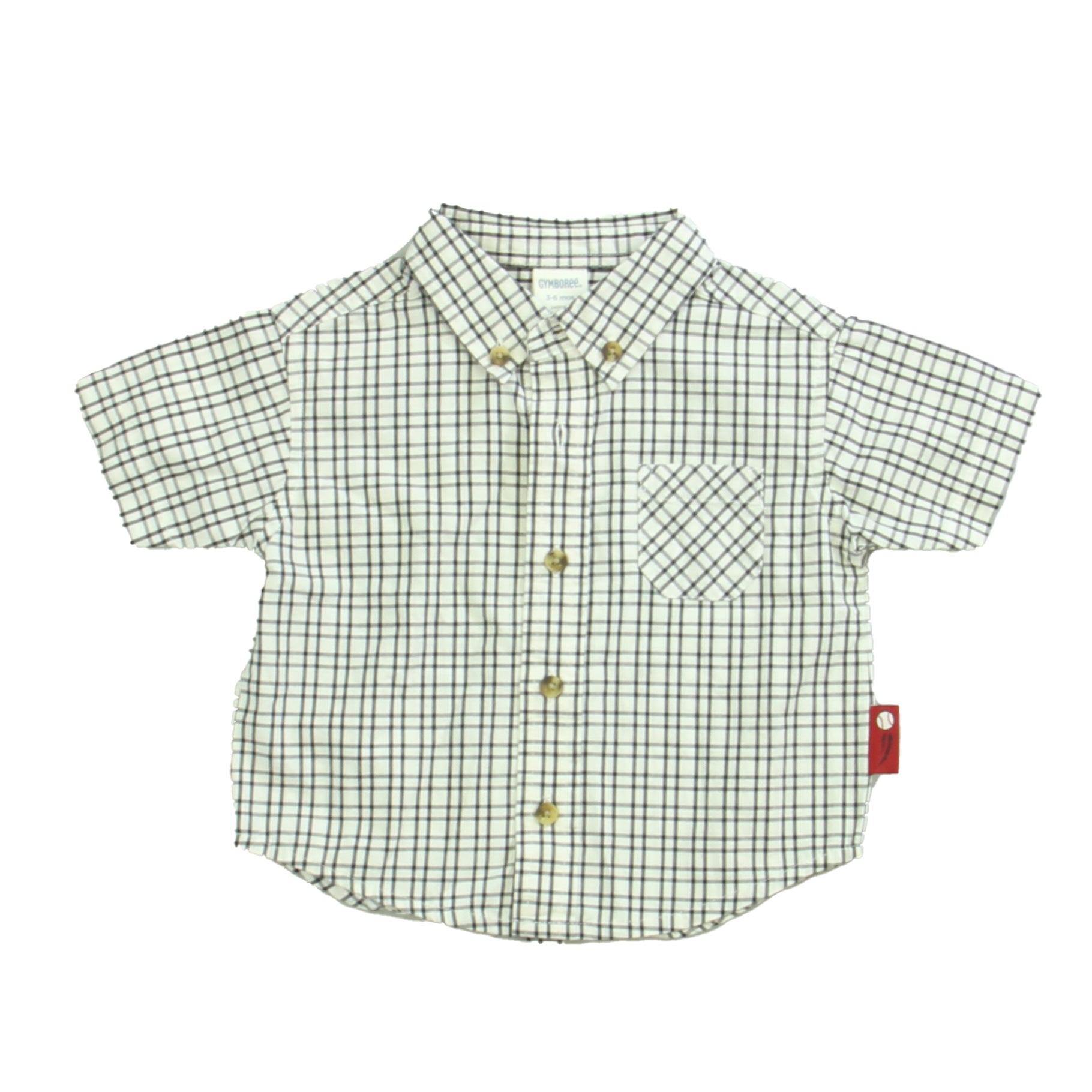 Gymboree Boys White | Black Button Down Short Sleeve Size: 3-6 Months White | Black