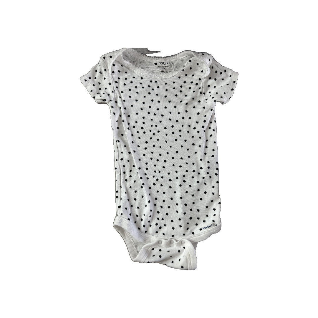 Gerber orgs Unisex White | Black Onesie Size: 12 months White | Black