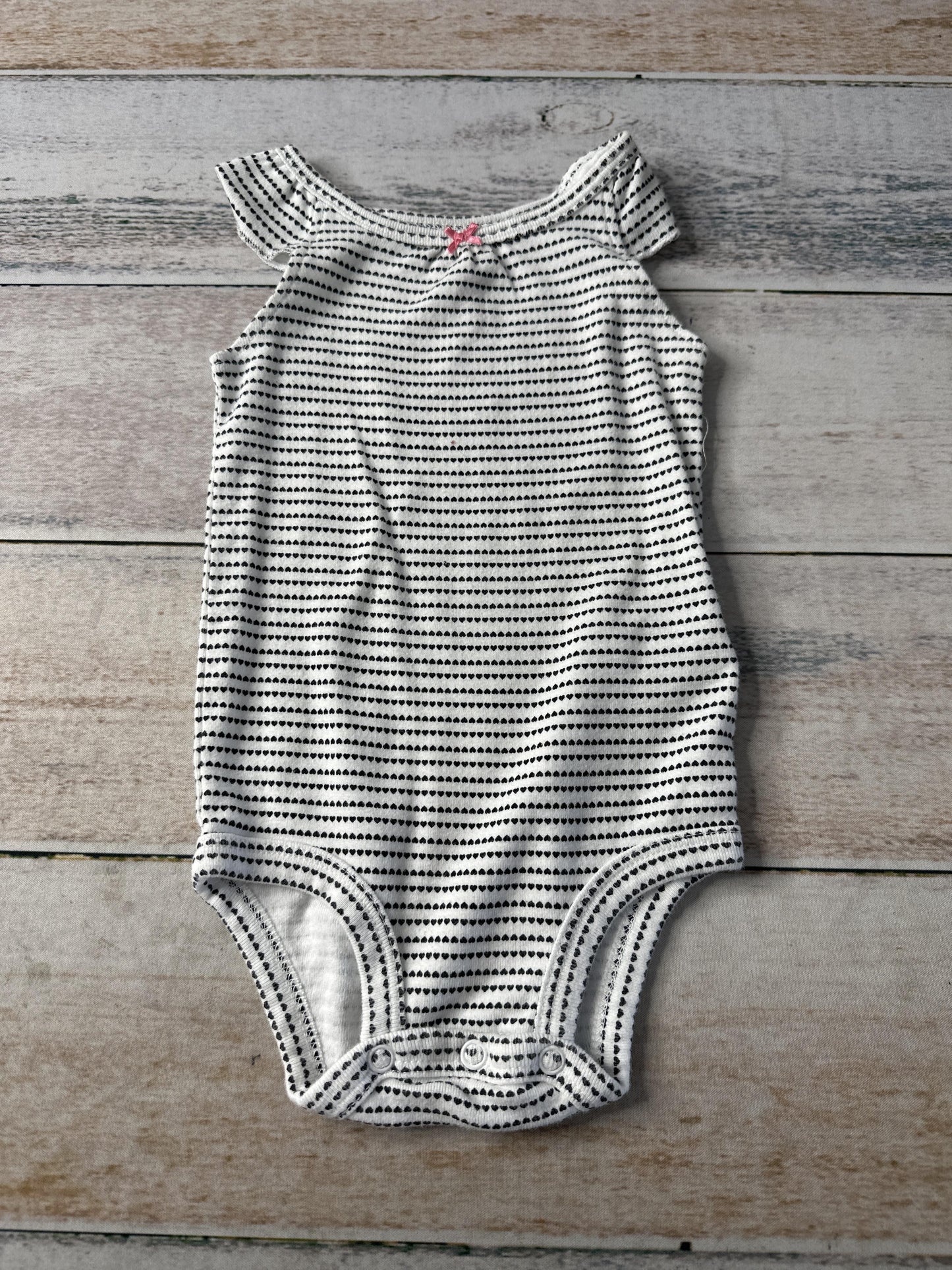 Carters Girls White | Black Onesie Size: 6-9 months White | Black