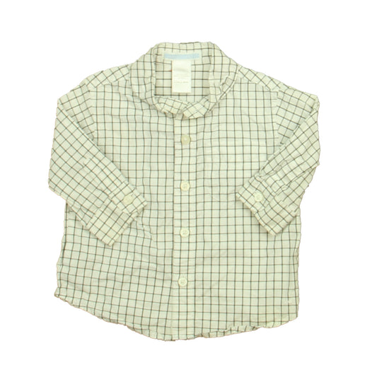 Janie and Jack Boys White | Black Button Down Long Sleeve Size: 3-6 Months White | Black