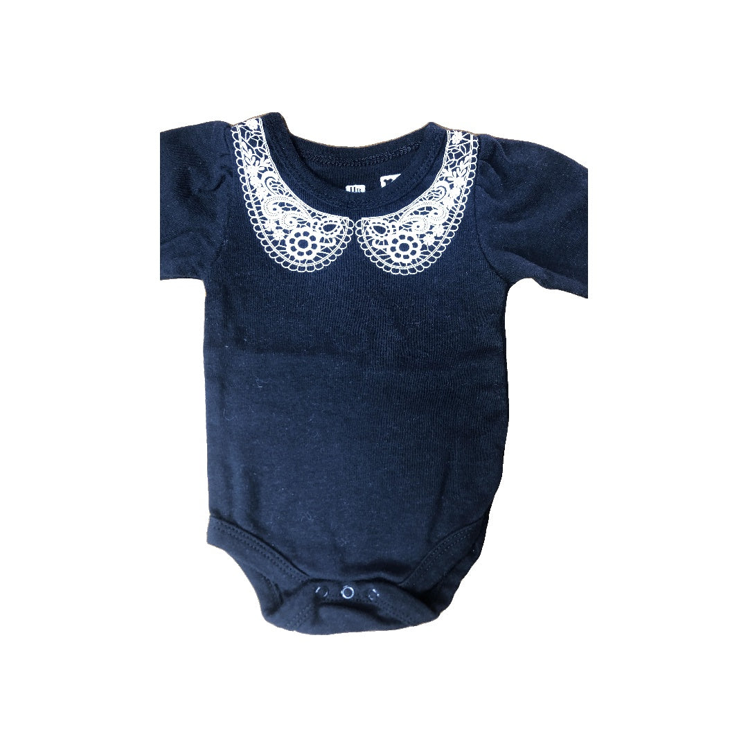 HB Girls White | Black Onesie Size: 0-3 months White | Black