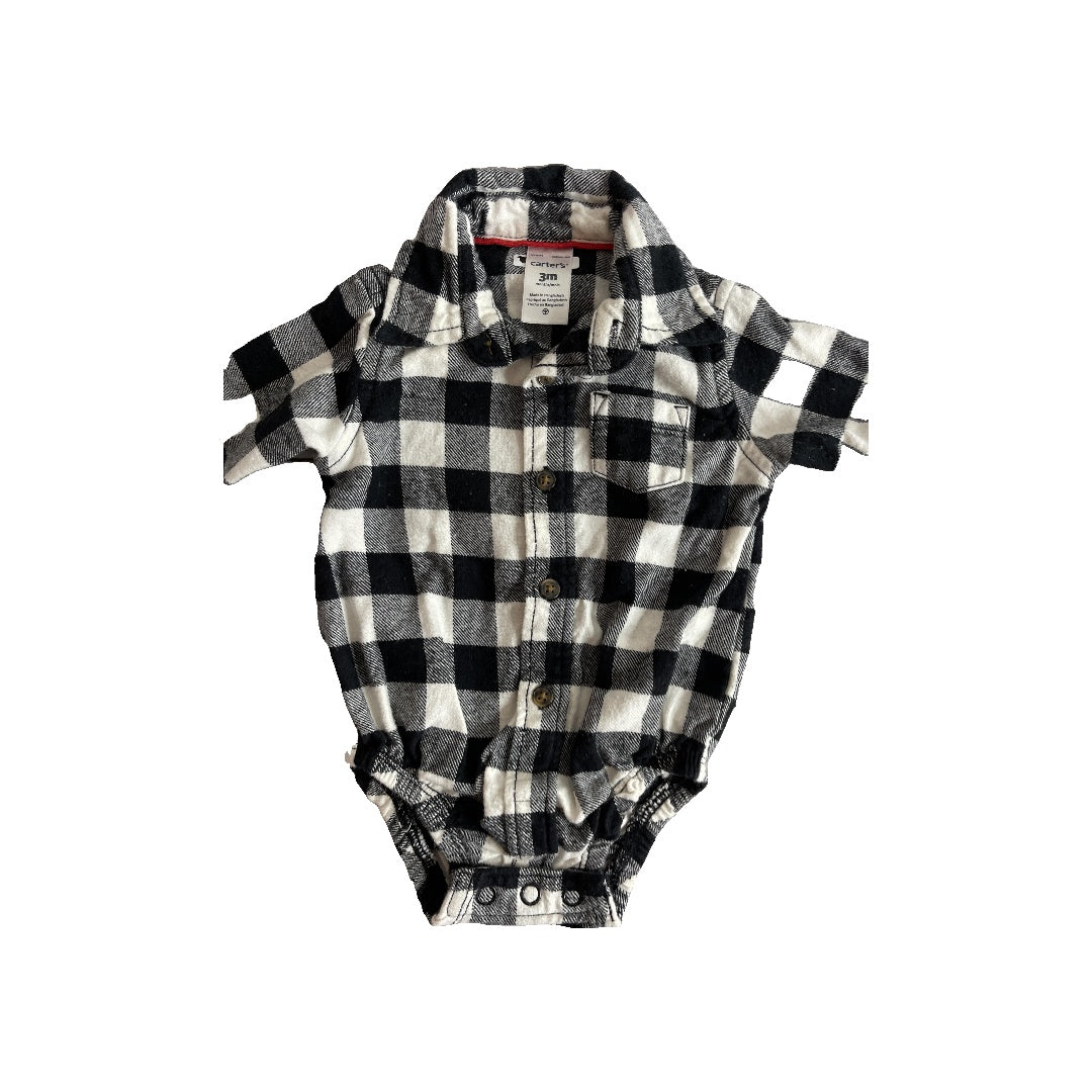 Carters Boys White | Black Onesie Size: 3 months White | Black