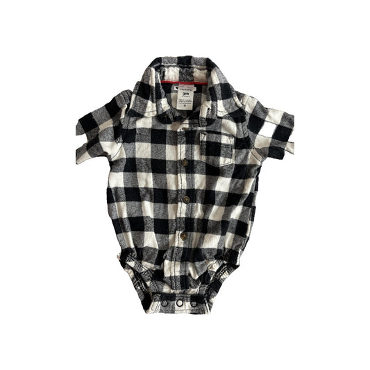 Carters Boys White | Black Onesie Size: 3 months White | Black