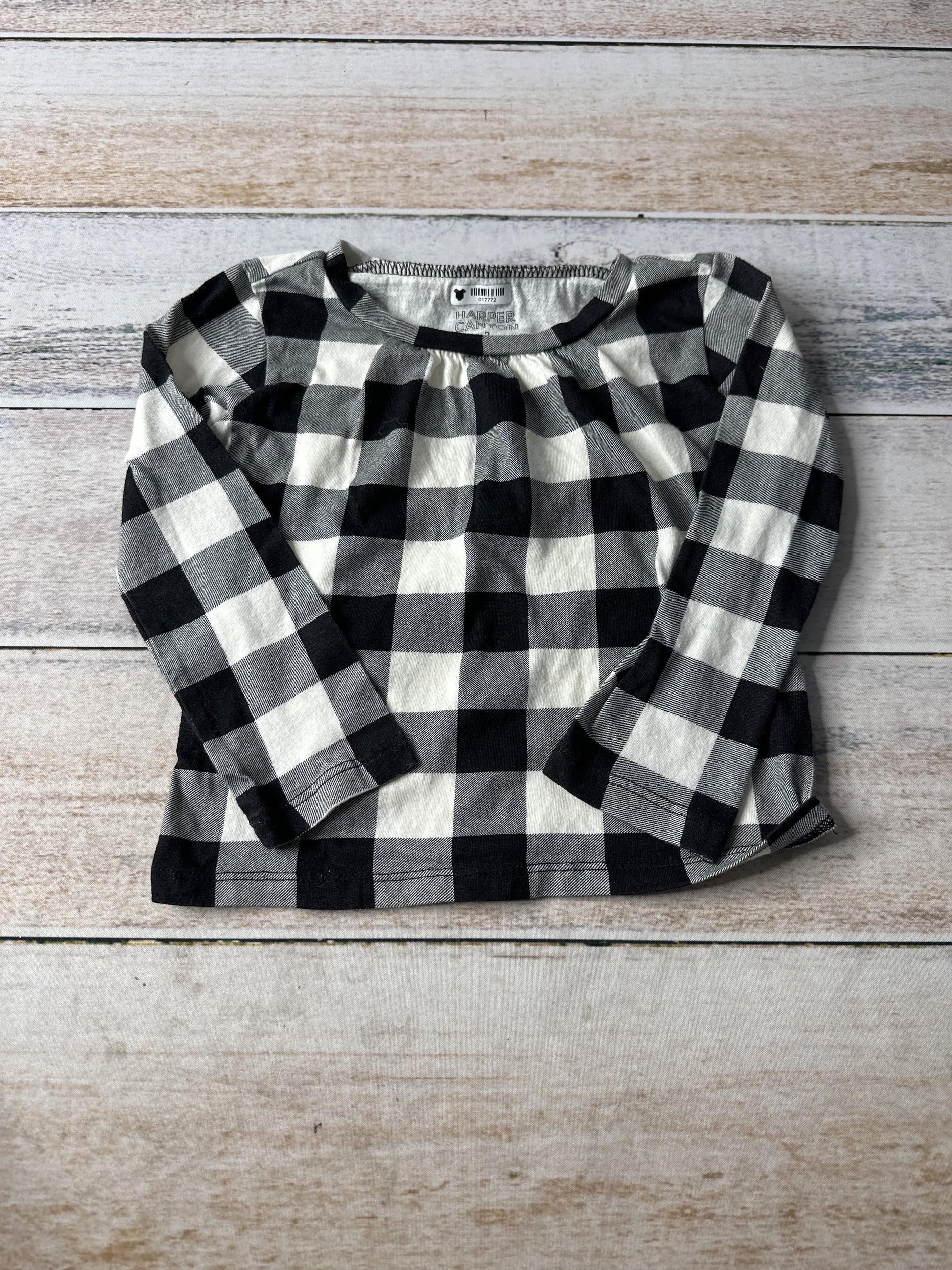 Harper Canyon Girls White | Black Long Sleeve T-Shirt Size: 2T White | Black