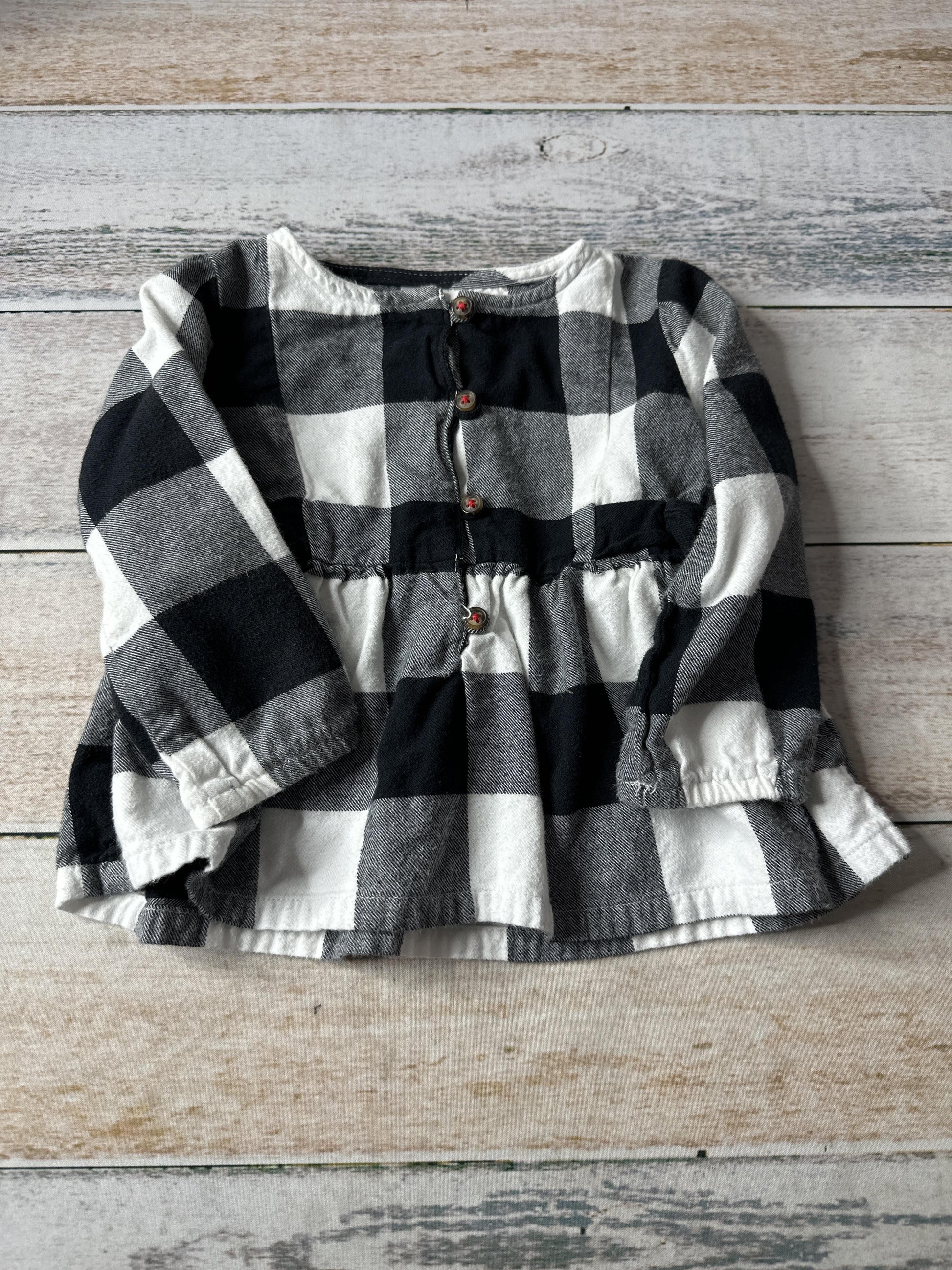 Carters Girls White | Black Long Sleeve T-Shirt Size: 18 months White | Black