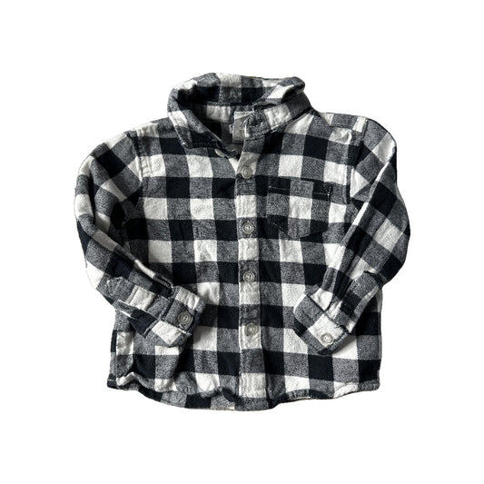 Little Lad Boys White | Black Button Down Short Sleeve Size: 12 months White | Black