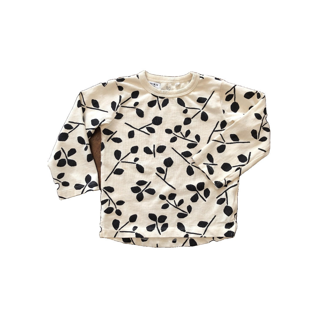 Oliver & Rain Girls White | Black Long Sleeve T-Shirt Size: 2 years White | Black