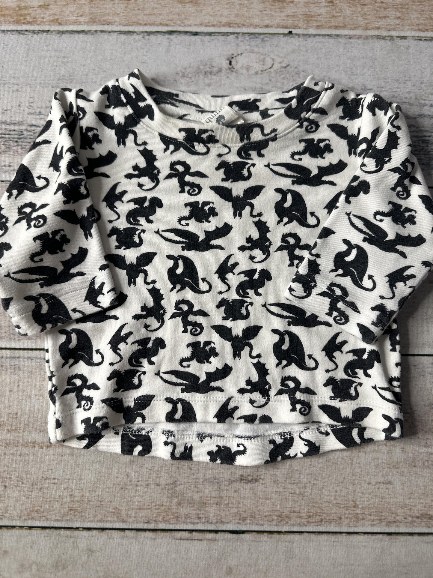 Girls White | Black Long Sleeve T-Shirt Size: 6-12 months White | Black