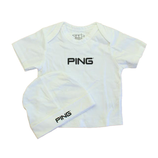 Garb Unisex White | Black "Ping" Short Sleeve Shirt Size: 6-12 Months White | Black "Ping"