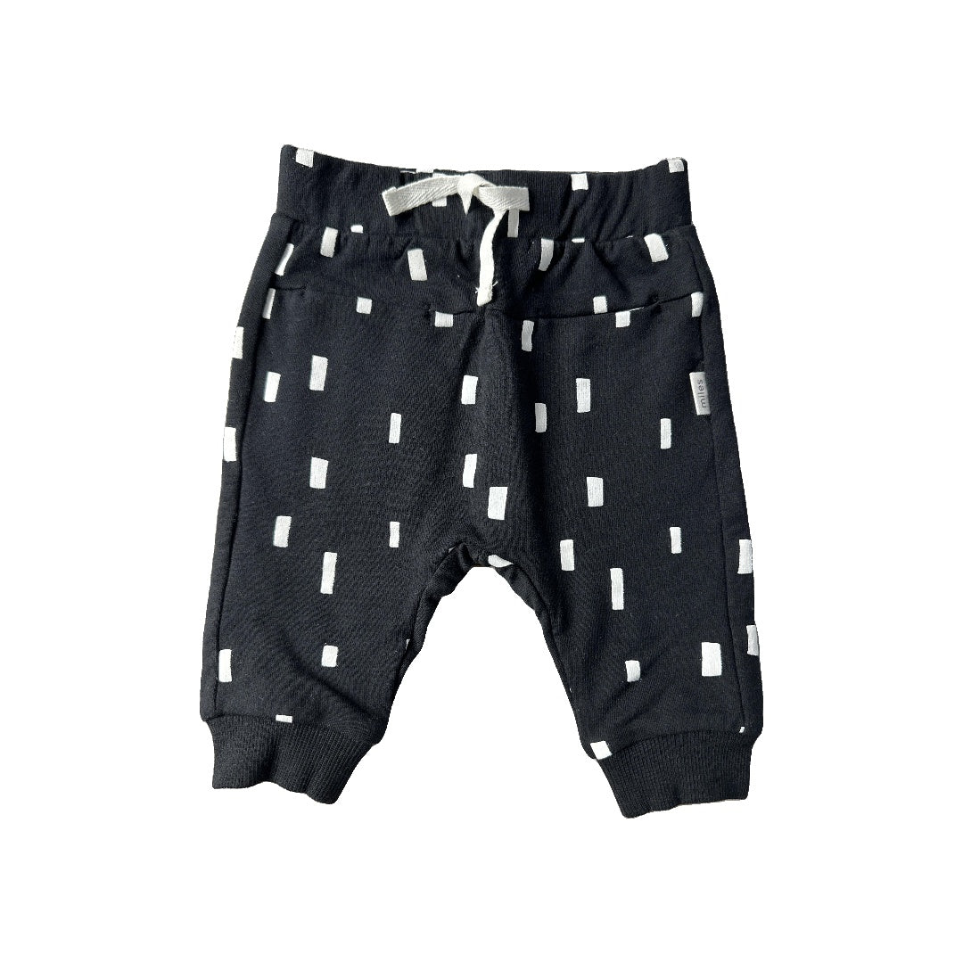 Miles Unisex White | Black Pants Size: 0-3 months White | Black