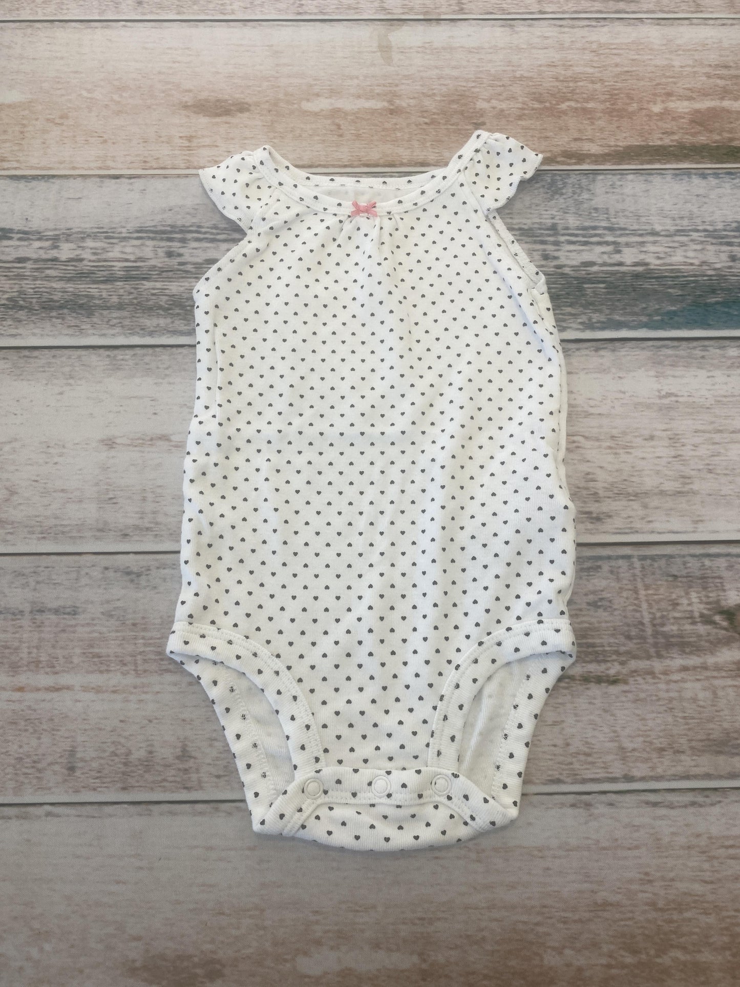 Carters Girls White | Black Onesie Size: 6-9 months White | Black