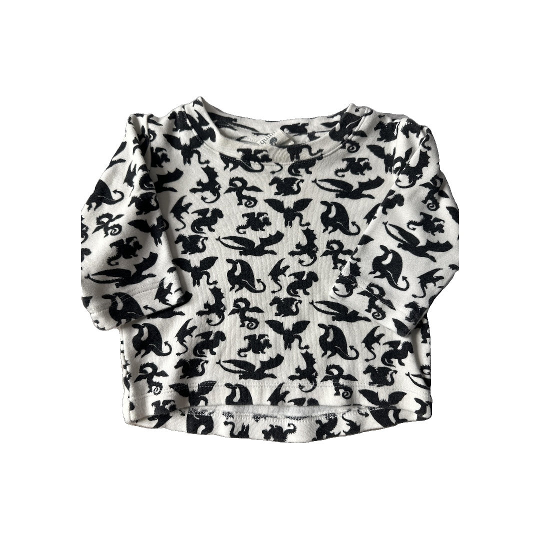 Girls White | Black Long Sleeve T-Shirt Size: 6-12 months White | Black
