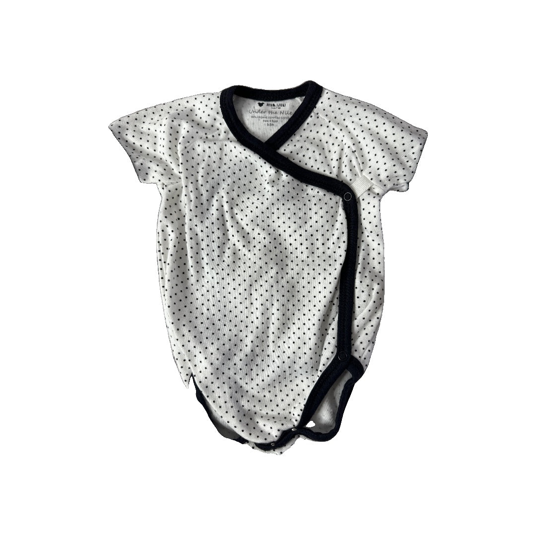 Under The Nile Unisex White | Black Onesie Size: 0-3 months White | Black