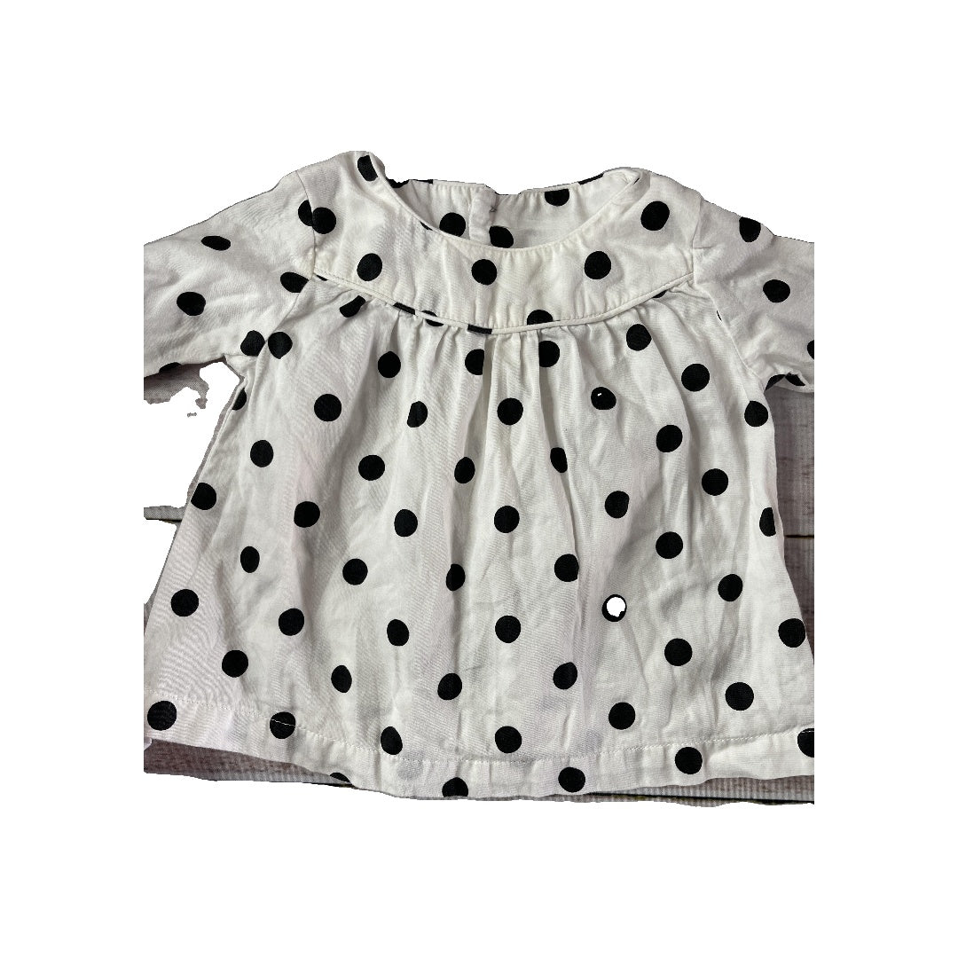 Carters Girls White | Black Long Sleeve T-Shirt Size: 9 months White | Black