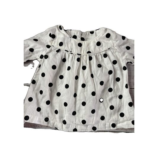 Carters Girls White | Black Long Sleeve T-Shirt Size: 9 months White | Black