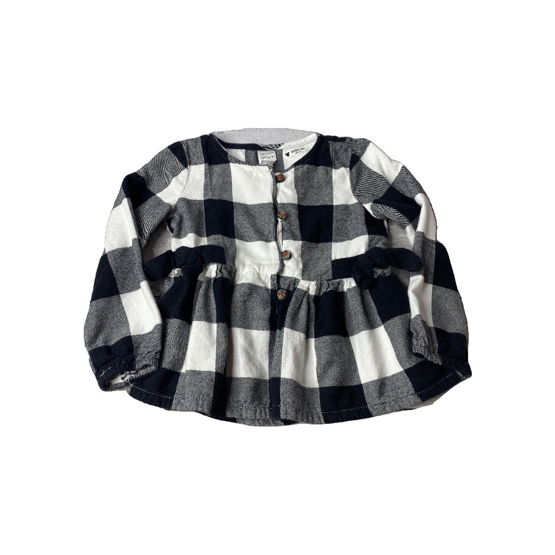 Carters Girls White | Black Long Sleeve T-Shirt Size: 24 months White | Black