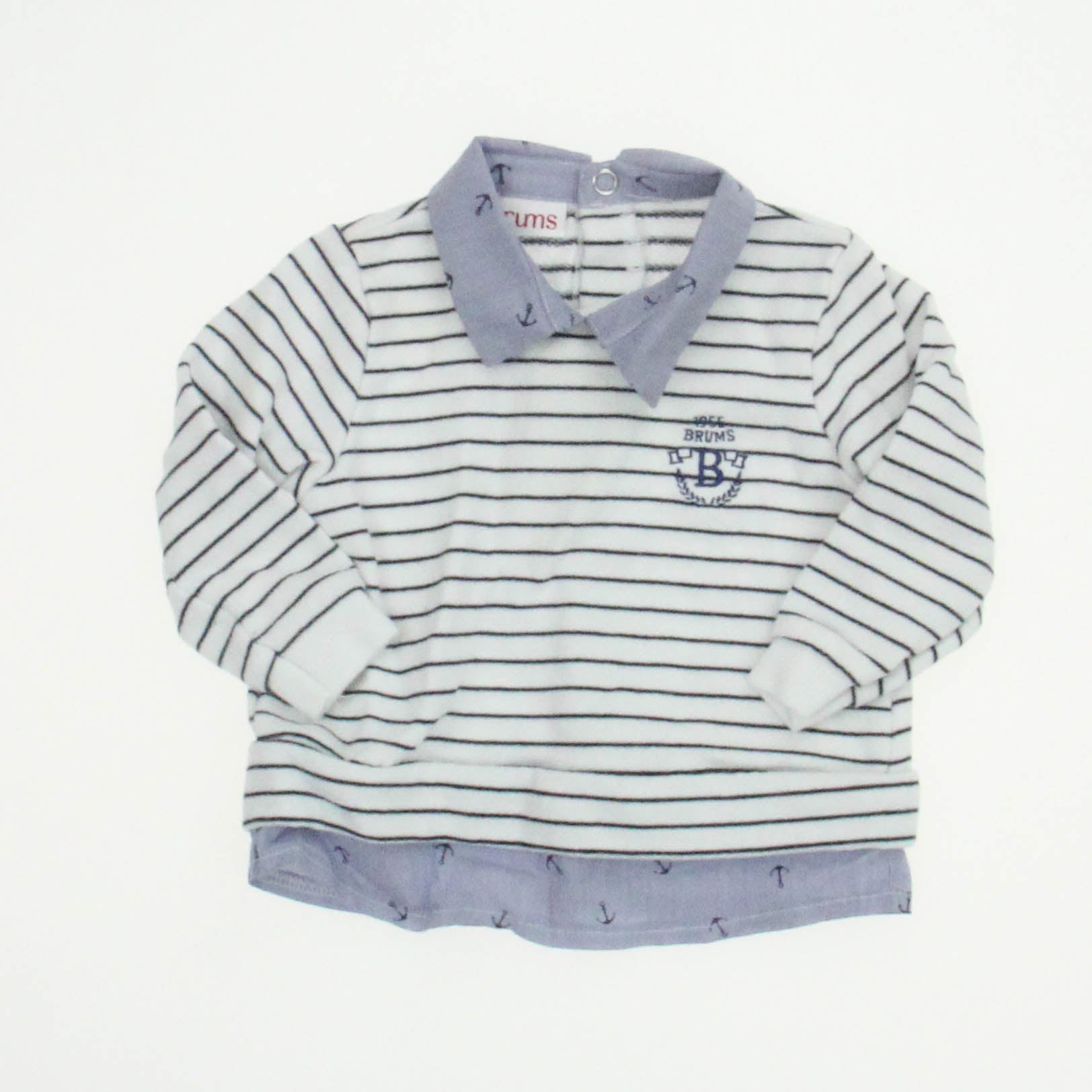 Brums Boys White | Blue | Anchors Shirt Size: 6 Months White | Blue | Anchors