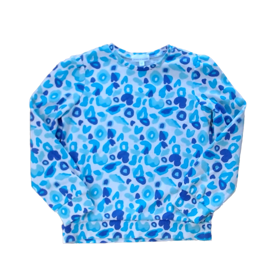 Rockets Of Awesome Girls White | Blue and Purple Leopard Print Long Sleeve T-Shirt Size: 6 - 12 Years White | Blue and Purple Leopard Print