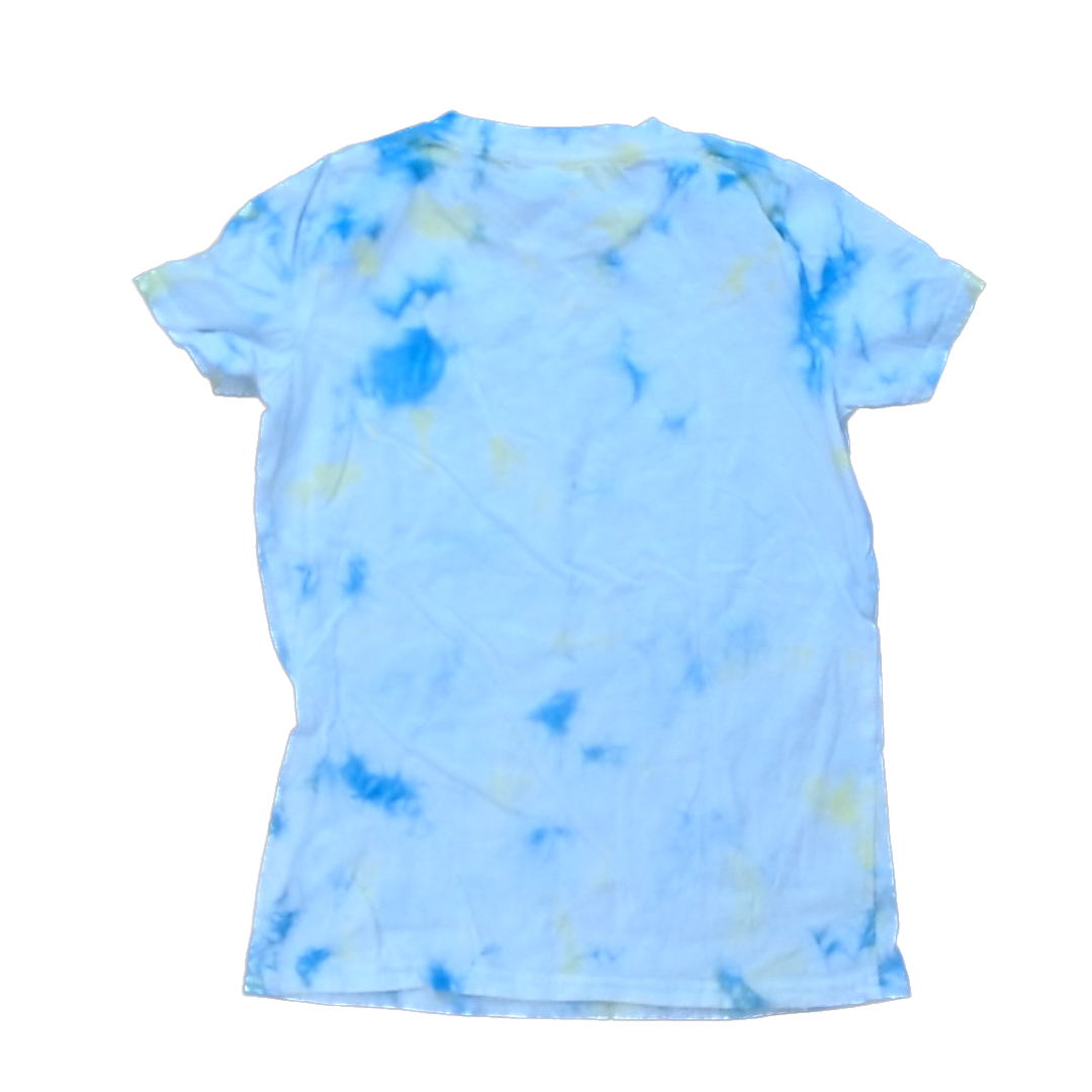 Rockets Of Awesome Girls White | Blue and Yellow Tie-Dye Short Sleeve Shirt Size: 8 Years White | Blue and Yellow Tie-Dye