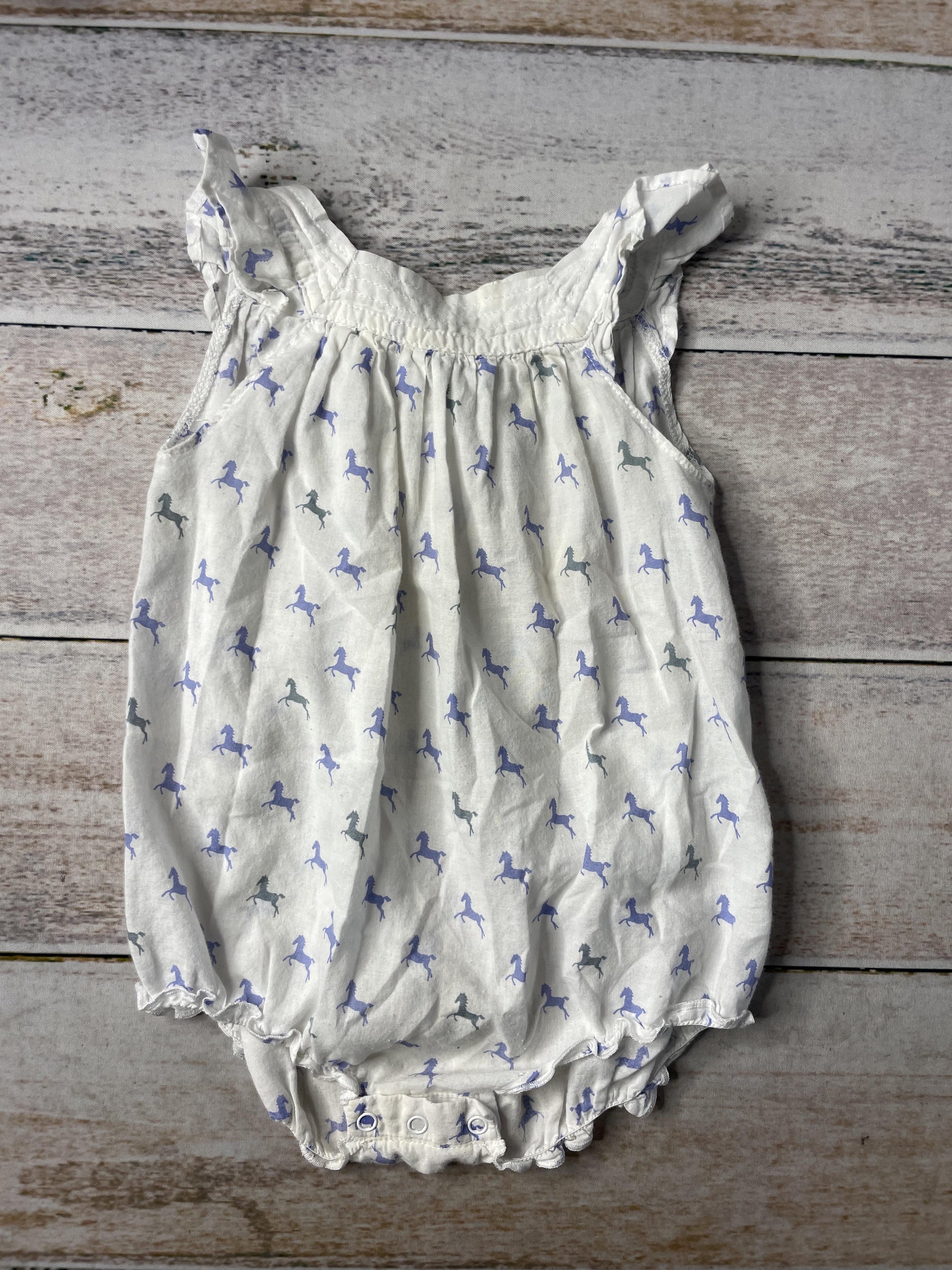 Feather Baby Girls White | Blue | animals Romper Size: 6-9 months White | Blue | animals
