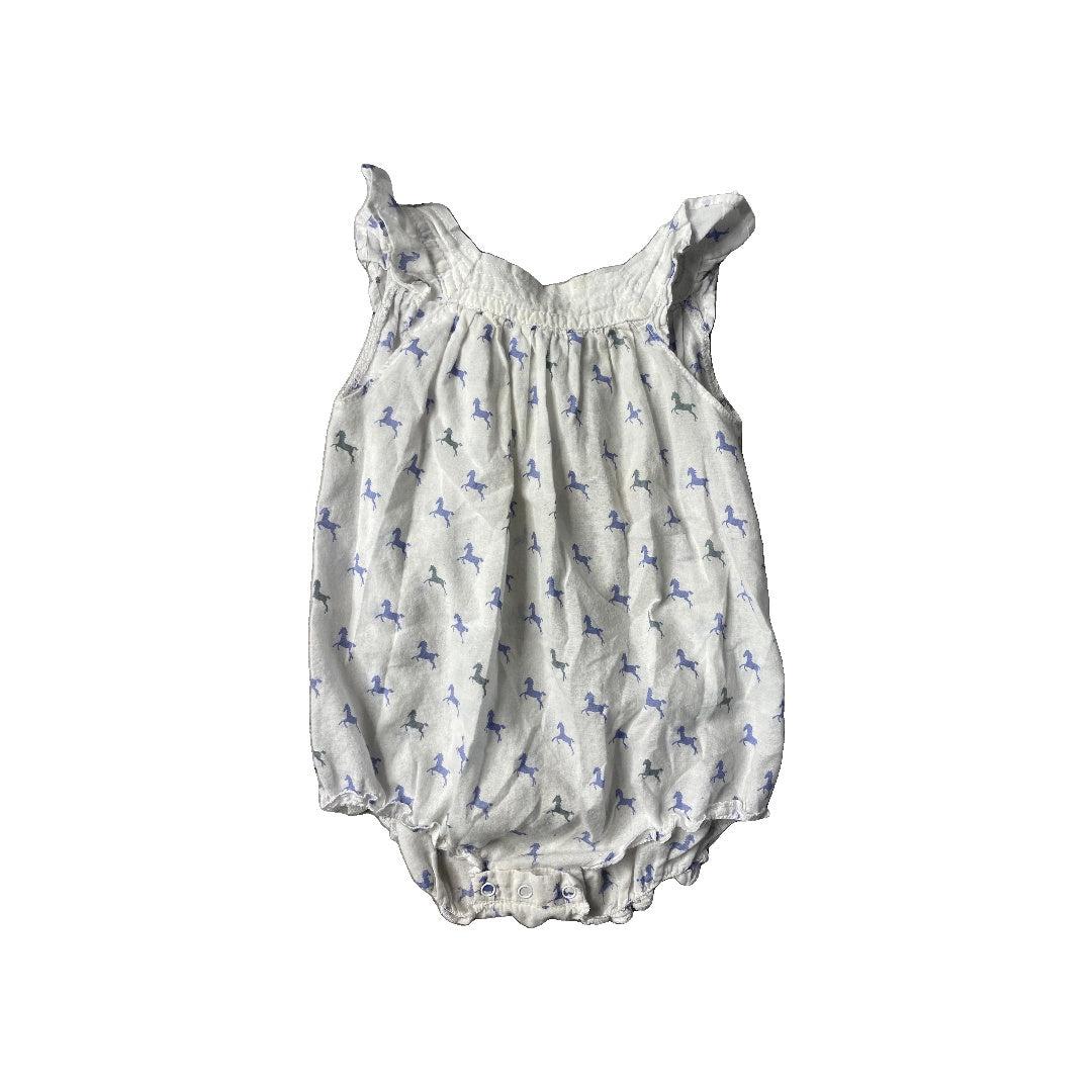 Feather Baby Girls White | Blue | animals Romper Size: 6-9 months White | Blue | animals