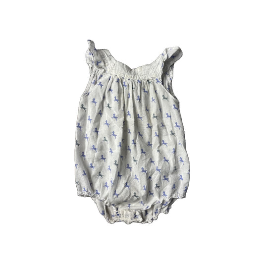 Feather Baby Girls White | Blue | animals Romper Size: 6-9 months White | Blue | animals