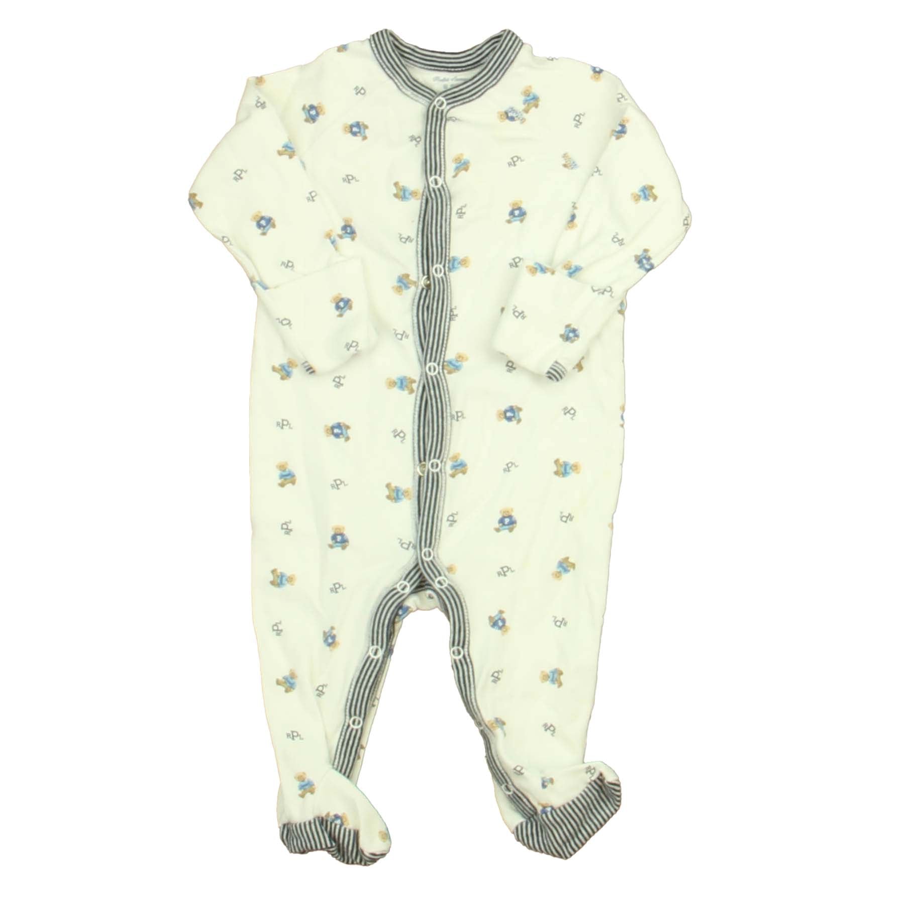 Ralph Lauren Boys White | Blue Bears Long Sleeve Outfit Size: 6 Months White | Blue Bears