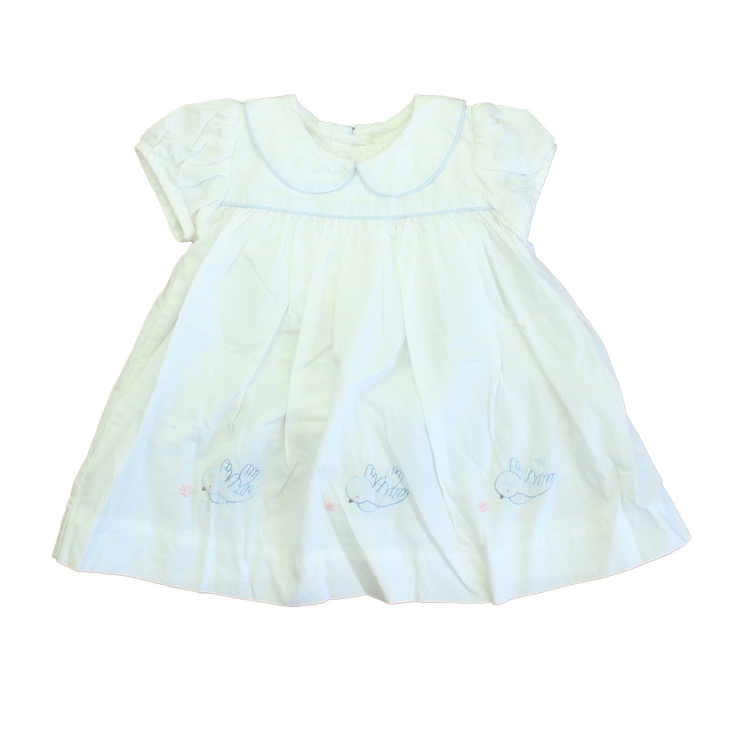 Dondolo Girls White | Blue Birds Dress Size: 9 Months