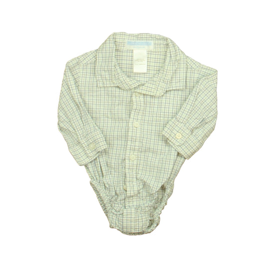Janie and Jack Boys White | Blue | Brown Plaid Onesie Size: 0-3 Months White | Blue | Brown Plaid