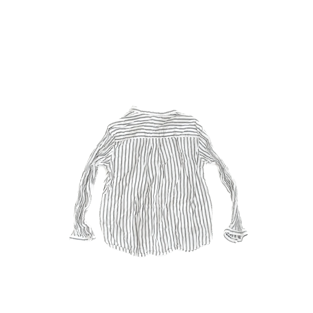 Bonpoint Girls White | Blue Brown Stripe Long Sleeve Shirt Size: 4T White | Blue Brown Stripe