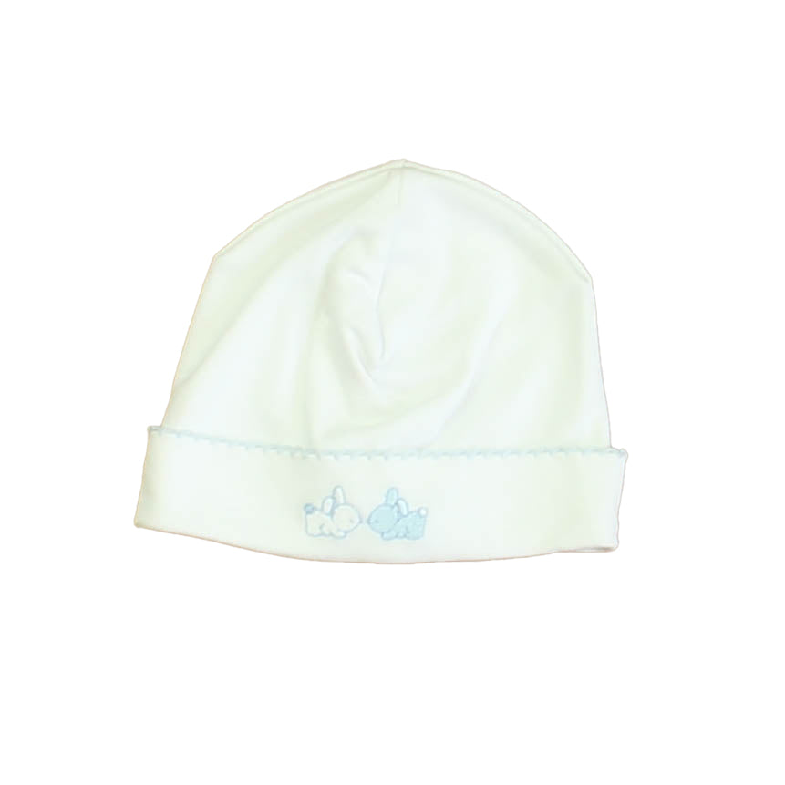 Kissy Kissy Boys White | Blue Bunnies Hat Size: Newborn White | Blue Bunnies
