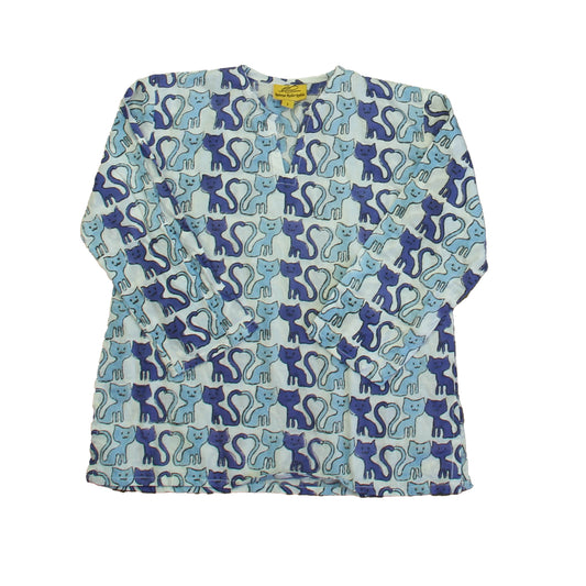 Roberta Roller Rabbit Girls White | Blue Cats Cover-up Size: 12 Months White | Blue Cats