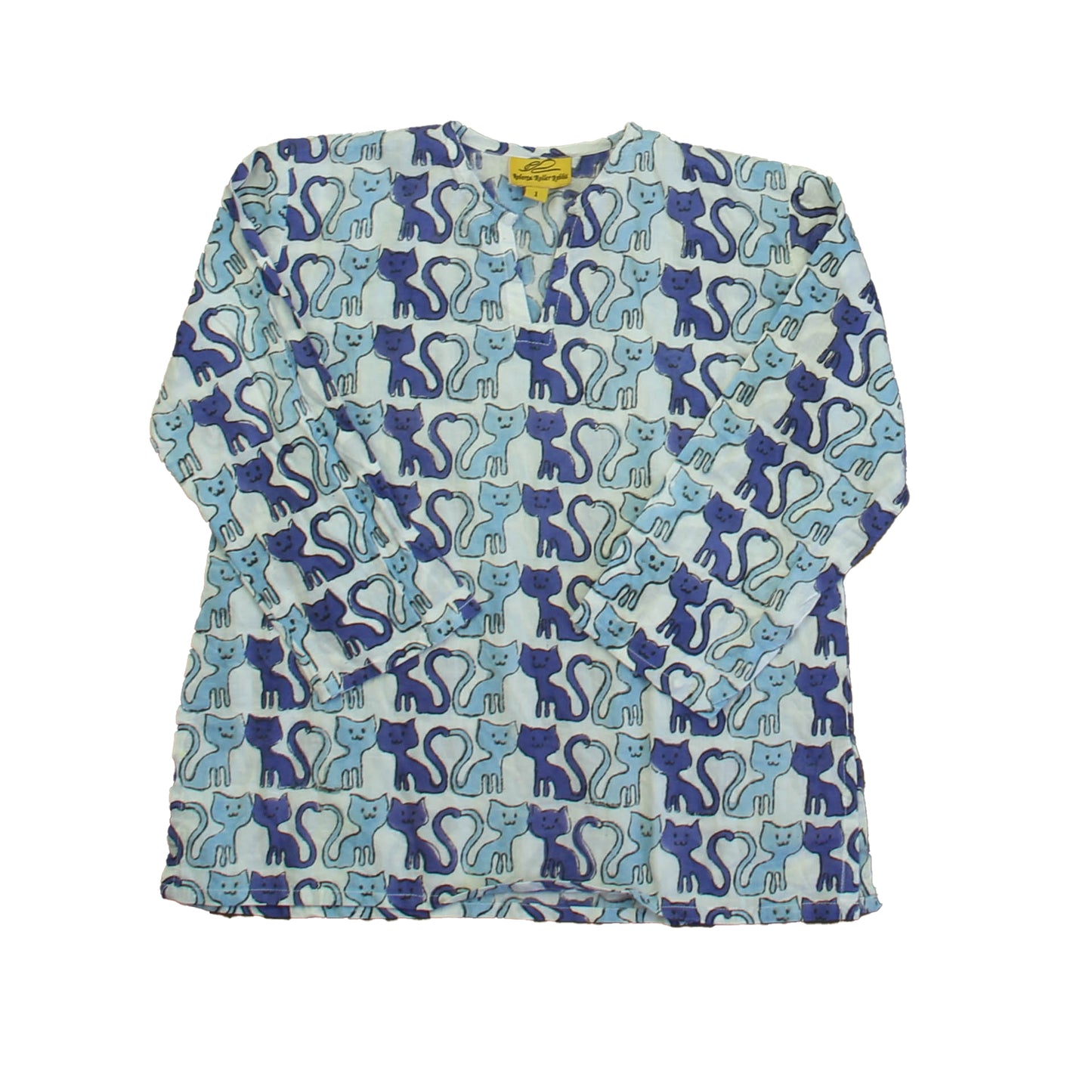 Roberta Roller Rabbit Girls White | Blue Cats Cover-up Size: 12 Months White | Blue Cats